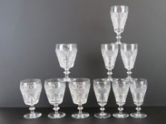 A set of six Edinburgh Crystal cut glass stem glasses standing 14cm high,