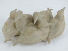 Oisín Kelly RHA (Irish Sculptor, 1915-1981) 'Ducks', an unpainted clay flock of birds,