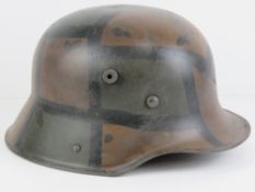 A reproduction WWI German M17 helmet in