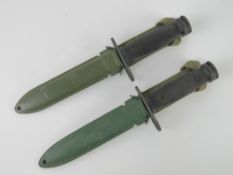 Two 1950s M16 bayonets with scabbards, h