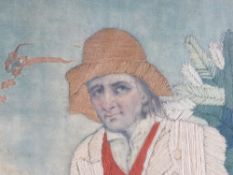 A late 18thC painted silk and wool embro