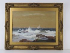 Watercolour; maritime view of WWI battle