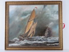 Oil on board; a 20th century maritime st