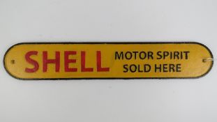 A cast metal 'Shell Motor Spirit Sold he