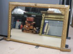 A square shaped gilt over mantle mirror,