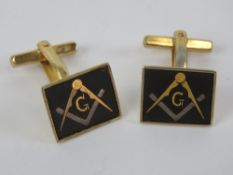 Masonic; A pair of Masonic cuff links ha