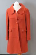 Hobbs; a 65% wool pumpkin coloured Edie coat,