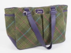 Joules; a green 60% wool tweed handbag approx 10