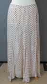 Jaeger; 100% silk peach and black poker dot skirt, Uk size 14.