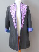 100% silk ladies embroidered jacket having floral decoration to front, size XL.