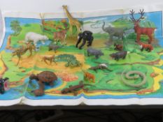 A large collection of plastic animals including Brittain's and Early Learning Centre items,