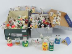 101 Dalmations; a large quantity of Disney figurines in various amusing poses.