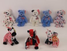 Ty Beanie Babies/Beanie Bears; American themed 'Righty' and 'Lefty' 2000 edition with tags,