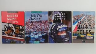Nevers Magny Cours. 1992, 1993, 1995, and 1996 editions. French text hardcover books.
