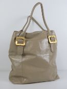 Ri2K; a beige patent ladies handbag, 100% leather outer, with dustbag, approx 17