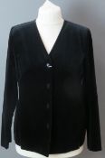 A Finnish made ladies velvet jacket and trousers by Karelia, 100% cotton, UK size 12.