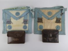 Masonic; Two leather regalia pouches eac