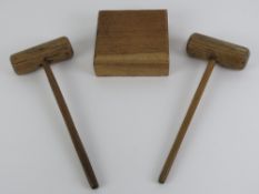 The Royal Antediluvian Order of Buffaloes (RAOB); two ceremonial gavels and one block.