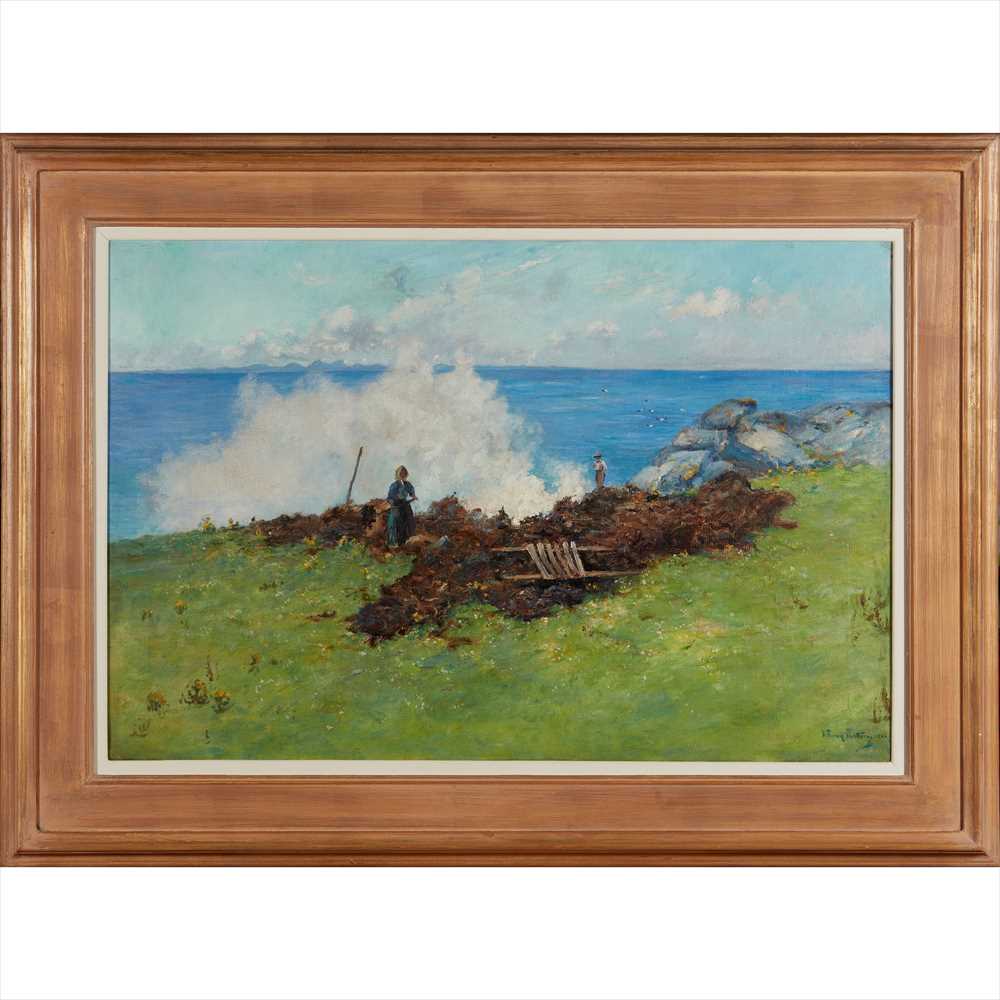 ALEXANDER WELLWOOD RATTRAY (SCOTTISH 1849-1902) CLIFF-TOP WORKING - Image 2 of 2