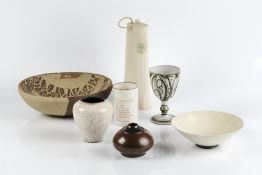 Collection of studio pottery to include: Edgar Campden at Aldermaston Pottery goblet, attributed