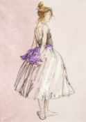 Donald Hamilton Fraser (1929-2009) 'Dancer in mauve sash' mixed media, signed and dated 1991,