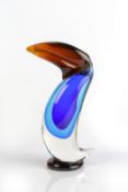 Attributed to Murano Glass Toucan, in coloured glass, unsigned 26cm high
