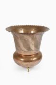 Attributed to Christopher Dresser (1834-1904) for Benham and Froud copper jardiniere, crimped rim,