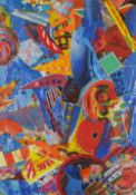 Louis Hellman (b.1936) 'Oleo' collage and acrylic, unsigned 68cm x 48cm and one other by the same