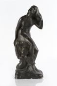 Art Nouveau style sculpture painted plaster, initialled A. F. S 49cm high