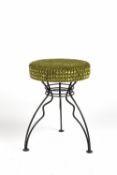 Mid/late 20th Century stool, wrought iron base 50cm high overall