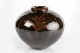 David Leach (1911-2005) globular vase, iron glaze, with impressed seal mark to the base 18cm high