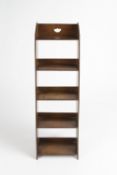 Arts and Crafts five tier open bookcase, oak 36cm wide x 123cm high x 15cm deep
