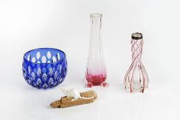 Art Nouveau glass vase with silver rim, indistinct maker, Chester 17cm high one other glass vase,