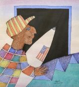 Gunther Temech(1942-2010) 'Untitled' pen and ink, signed and dated '83 lower right 30cm x 25cm and
