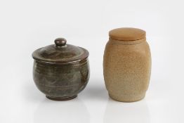 David Leach (1911-2005) storage jar, stoneware with wooden lid, impressed mark to the base 12cm high