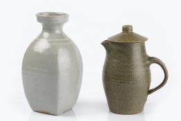 Attributed to David Leach (1911-2005) celadon glaze vase with button rim, unmarked 22cm high and a