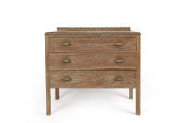 In the Manner of The Rowley Gallery chest of three graduated drawers, carved top rail and stained