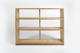 Cotswold School four tier open bookshelves, handmade, oak 98cm wide x 75cm high x 23cm deep