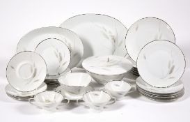 Rosenthal of Germany 'Wheatsheaf' part dinner service with silver rim, to include plates, tureen etc