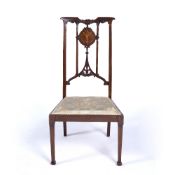 Mahogany and satinwood side chair Edwardian, with urn inlay, 90cm high