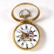 Georgian silver gilt pair cased pocket watch the inside case with indistinct London hallmark, the
