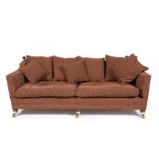 Large contemporary 'Trafalgar' sofa with drop-ends on brass castors, 228cm x 95cm deep x 88cm