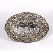 Silver filigree basket dish with neoclassical style decoration, bearing marks for W I Broadway & Co,