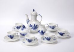 Royal Copenhagen coffee set pattern number 10/8040 blue flower braided, the set consists of coffee