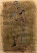 Two costume design studies one titled 'Footman to Count O'Dowda' (Fanny's First Play), 40cm x