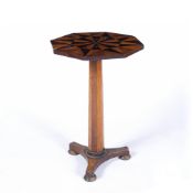 Hexagonal occasional table 19th century, with marquetry inlay to top 44cm across, 76cm high