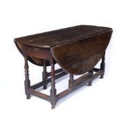 Oak gateleg table 18th Century, on turned supports, 137cm across, 136cm deep, 71cm high
