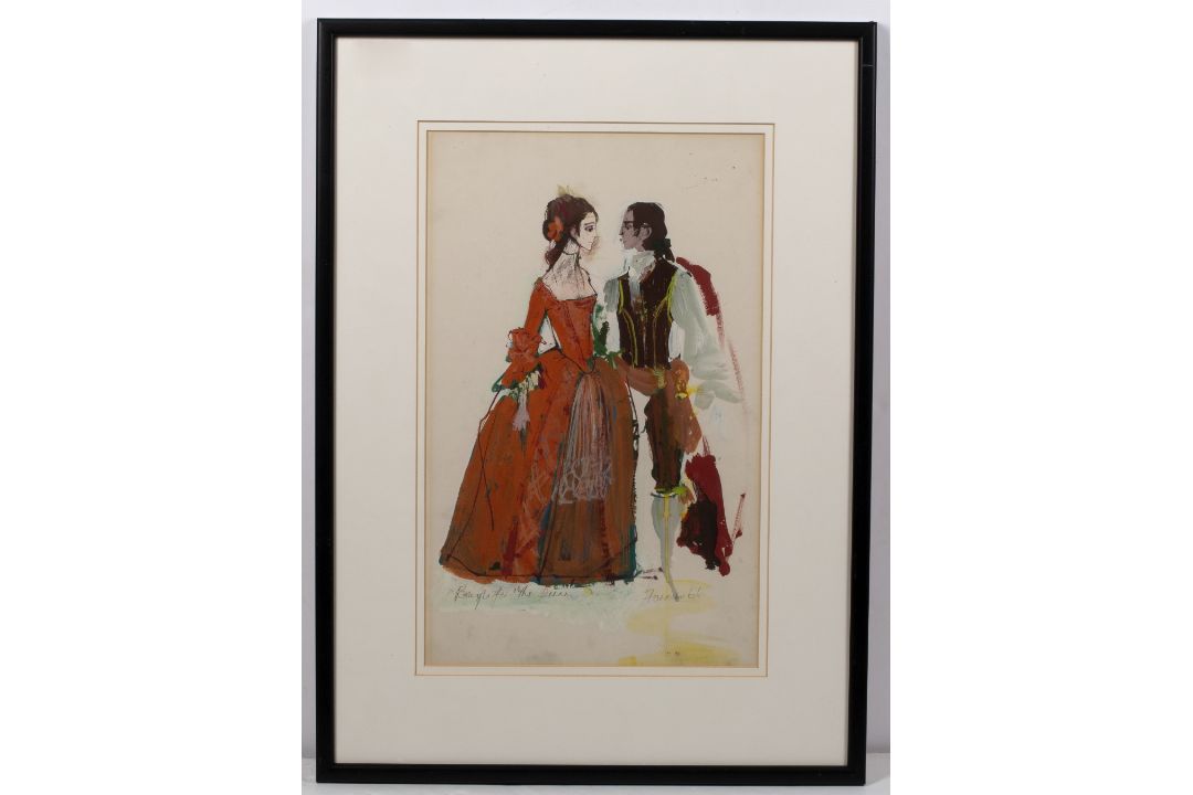 Lorenzo Ghiglia (b. 1936) costume design for 'Dido And Aeneas', dated 1966, framed glazed, - Image 2 of 4
