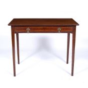 Mahogany and satinwood side table fitted drawers, 91cm across, 49cm deep, 74.5cm high Provenance: