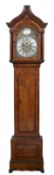 Late 18th Century longcase clock in elm case, the silvered dial signed Peter Nichols, Newport with